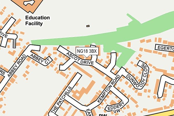 NG18 3BX map - OS OpenMap – Local (Ordnance Survey)