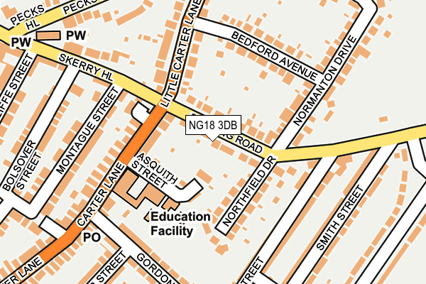 NG18 3DB map - OS OpenMap – Local (Ordnance Survey)