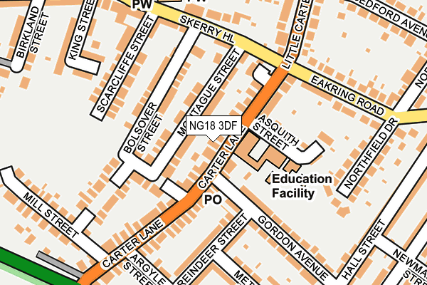 NG18 3DF map - OS OpenMap – Local (Ordnance Survey)