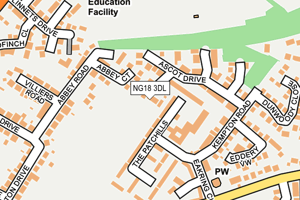 NG18 3DL map - OS OpenMap – Local (Ordnance Survey)