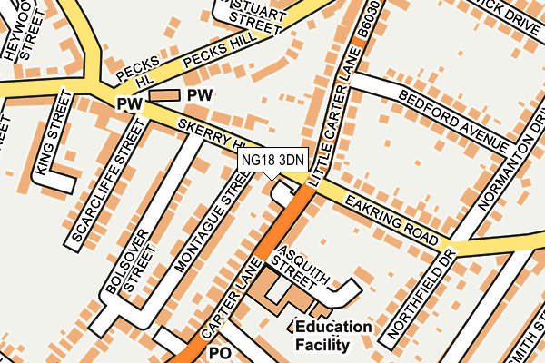 NG18 3DN map - OS OpenMap – Local (Ordnance Survey)