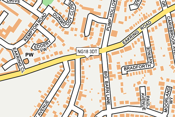 NG18 3DT map - OS OpenMap – Local (Ordnance Survey)