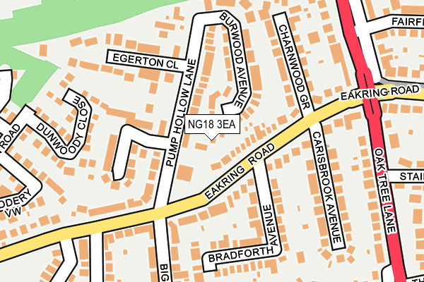 NG18 3EA map - OS OpenMap – Local (Ordnance Survey)