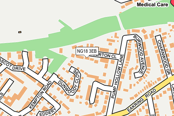 NG18 3EB map - OS OpenMap – Local (Ordnance Survey)