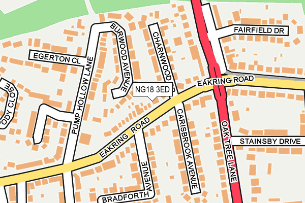 NG18 3ED map - OS OpenMap – Local (Ordnance Survey)