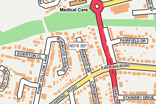 NG18 3EF map - OS OpenMap – Local (Ordnance Survey)