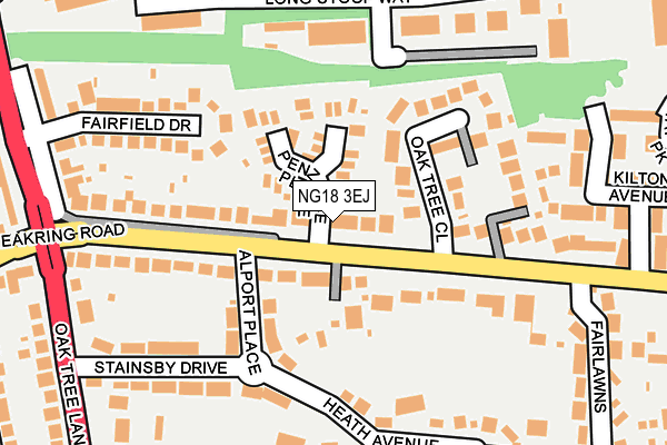 NG18 3EJ map - OS OpenMap – Local (Ordnance Survey)