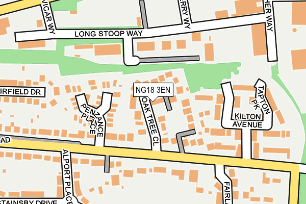 NG18 3EN map - OS OpenMap – Local (Ordnance Survey)