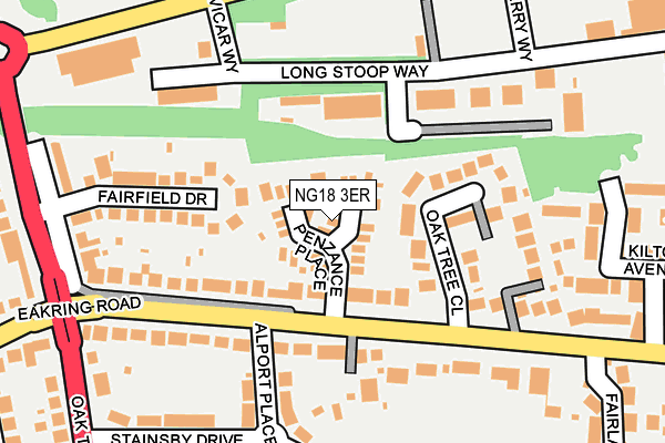 NG18 3ER map - OS OpenMap – Local (Ordnance Survey)