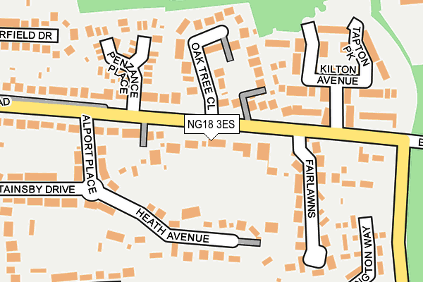 NG18 3ES map - OS OpenMap – Local (Ordnance Survey)