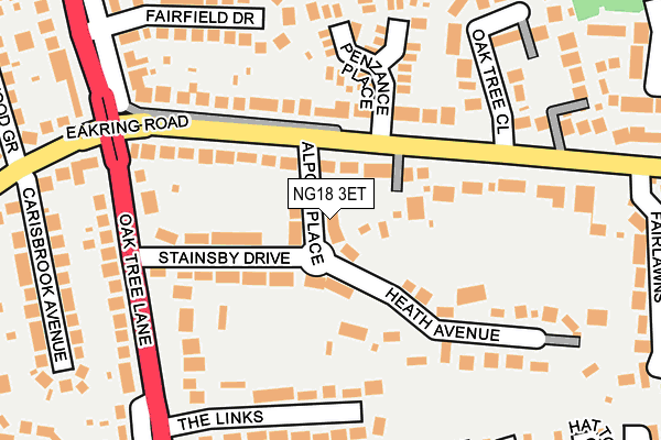 NG18 3ET map - OS OpenMap – Local (Ordnance Survey)