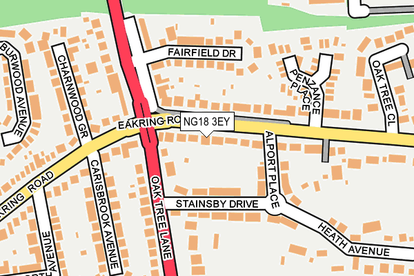 NG18 3EY map - OS OpenMap – Local (Ordnance Survey)