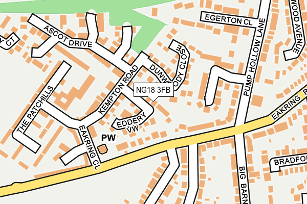 NG18 3FB map - OS OpenMap – Local (Ordnance Survey)