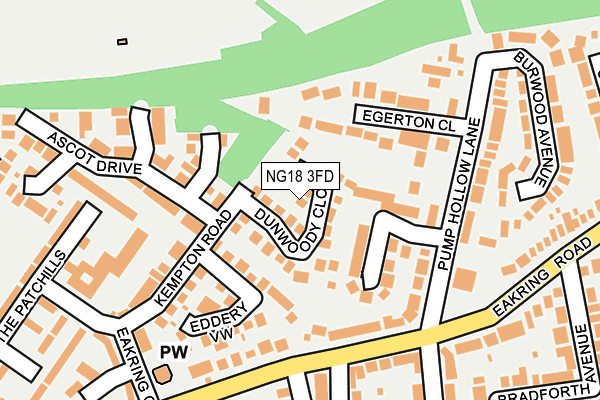 NG18 3FD map - OS OpenMap – Local (Ordnance Survey)