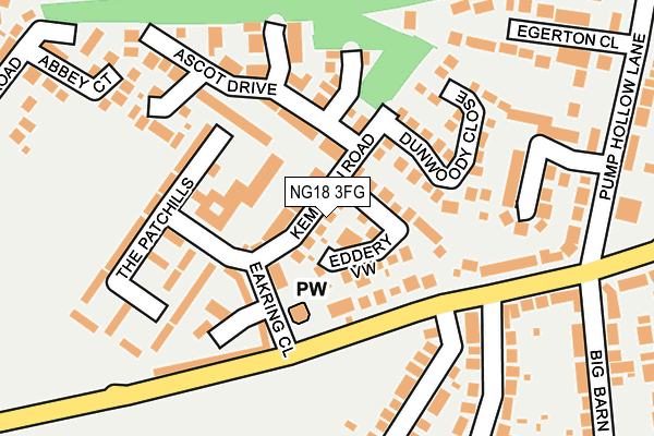 NG18 3FG map - OS OpenMap – Local (Ordnance Survey)