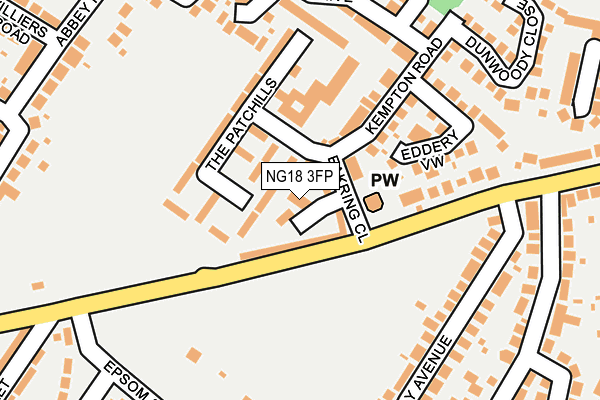 NG18 3FP map - OS OpenMap – Local (Ordnance Survey)