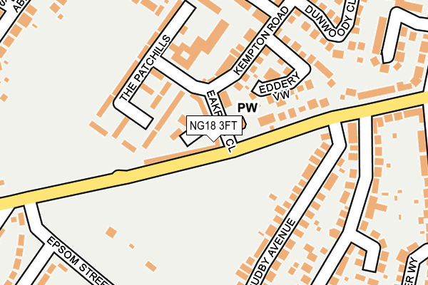 NG18 3FT map - OS OpenMap – Local (Ordnance Survey)