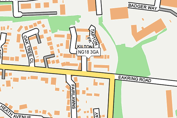 NG18 3GA map - OS OpenMap – Local (Ordnance Survey)