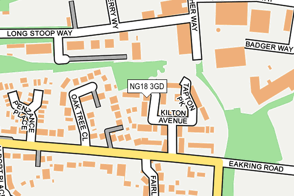 NG18 3GD map - OS OpenMap – Local (Ordnance Survey)