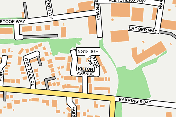 NG18 3GE map - OS OpenMap – Local (Ordnance Survey)