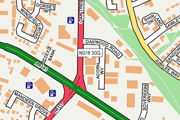 NG18 3GQ map - OS OpenMap – Local (Ordnance Survey)