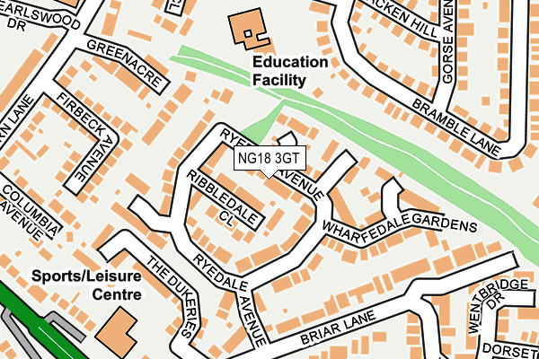 NG18 3GT map - OS OpenMap – Local (Ordnance Survey)