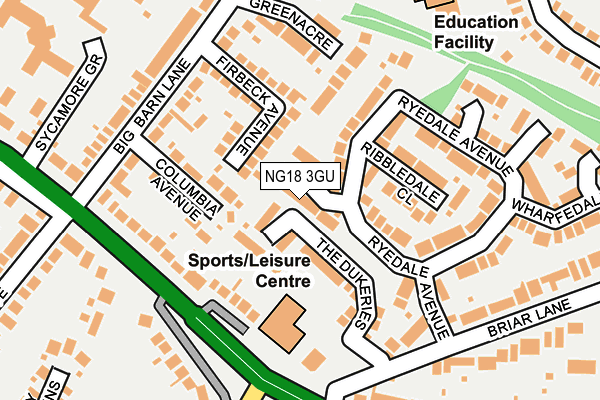 NG18 3GU map - OS OpenMap – Local (Ordnance Survey)