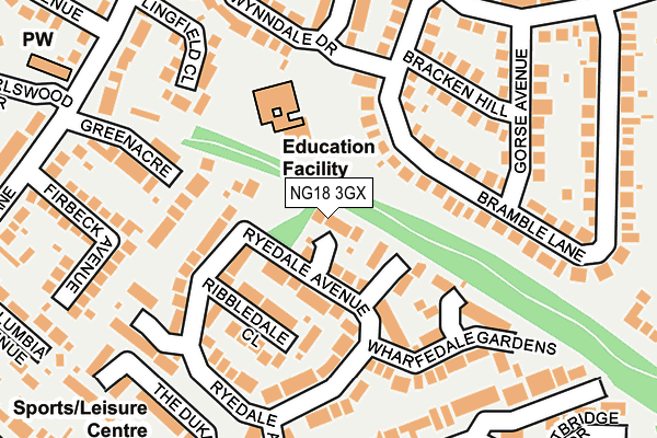 NG18 3GX map - OS OpenMap – Local (Ordnance Survey)
