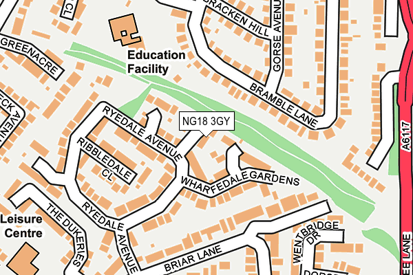 NG18 3GY map - OS OpenMap – Local (Ordnance Survey)