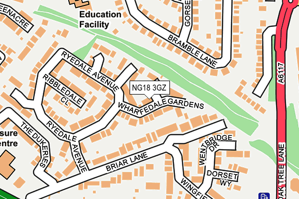 NG18 3GZ map - OS OpenMap – Local (Ordnance Survey)