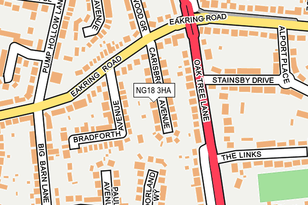 NG18 3HA map - OS OpenMap – Local (Ordnance Survey)