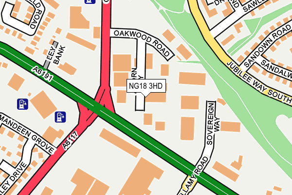 NG18 3HD map - OS OpenMap – Local (Ordnance Survey)