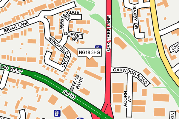 NG18 3HG map - OS OpenMap – Local (Ordnance Survey)