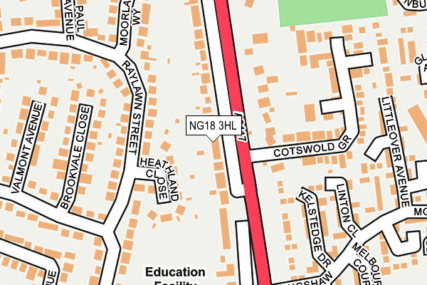 NG18 3HL map - OS OpenMap – Local (Ordnance Survey)