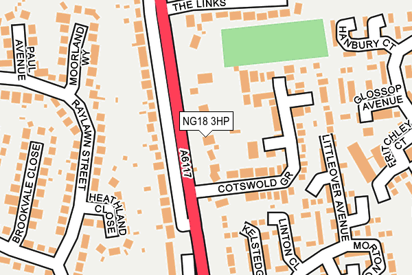 NG18 3HP map - OS OpenMap – Local (Ordnance Survey)