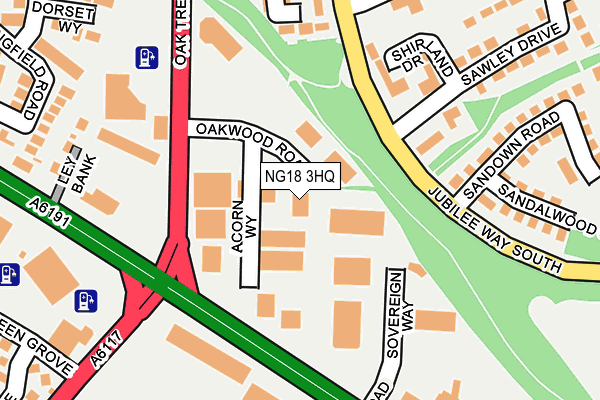 NG18 3HQ map - OS OpenMap – Local (Ordnance Survey)