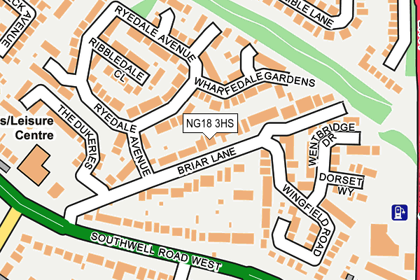 NG18 3HS map - OS OpenMap – Local (Ordnance Survey)