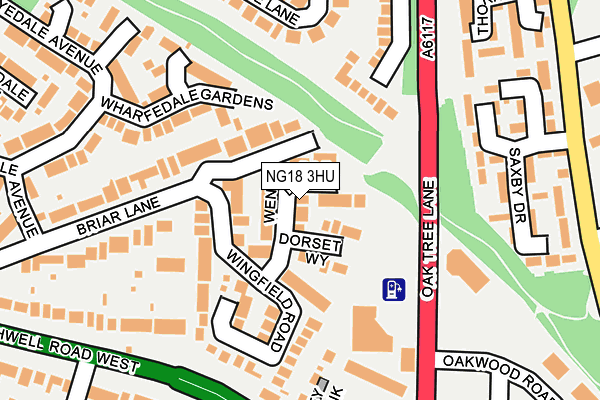 NG18 3HU map - OS OpenMap – Local (Ordnance Survey)