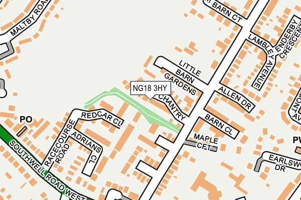 NG18 3HY map - OS OpenMap – Local (Ordnance Survey)