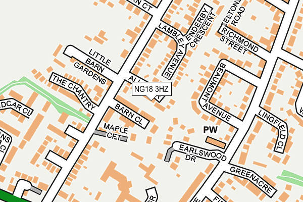 NG18 3HZ map - OS OpenMap – Local (Ordnance Survey)