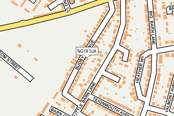 NG18 3JA map - OS OpenMap – Local (Ordnance Survey)