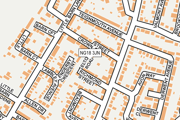 NG18 3JN map - OS OpenMap – Local (Ordnance Survey)