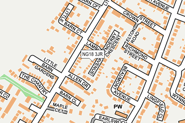 NG18 3JR map - OS OpenMap – Local (Ordnance Survey)