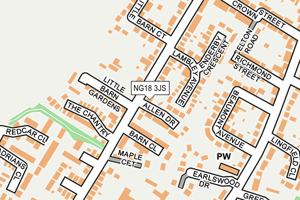 NG18 3JS map - OS OpenMap – Local (Ordnance Survey)