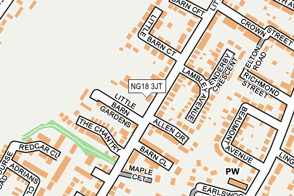 NG18 3JT map - OS OpenMap – Local (Ordnance Survey)