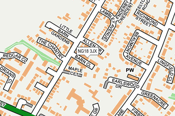 NG18 3JX map - OS OpenMap – Local (Ordnance Survey)