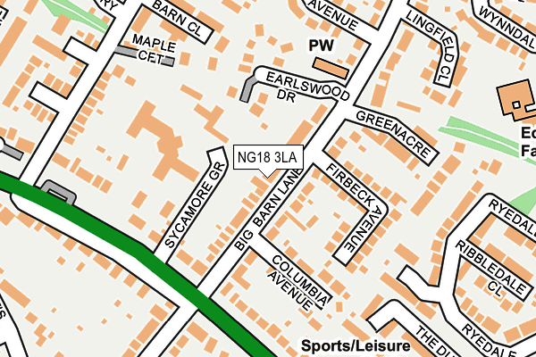 NG18 3LA map - OS OpenMap – Local (Ordnance Survey)