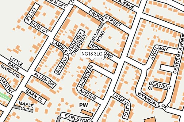 NG18 3LG map - OS OpenMap – Local (Ordnance Survey)