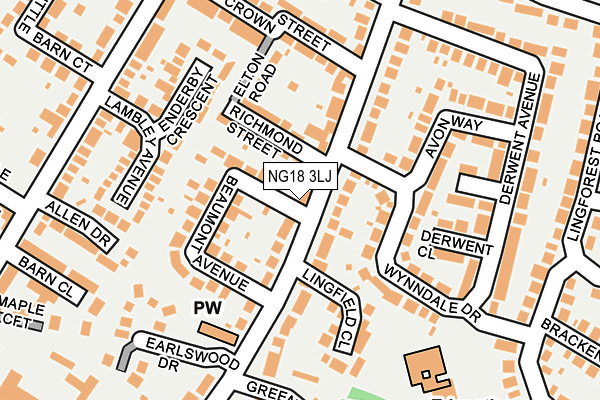 NG18 3LJ map - OS OpenMap – Local (Ordnance Survey)