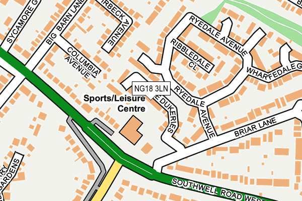 NG18 3LN map - OS OpenMap – Local (Ordnance Survey)